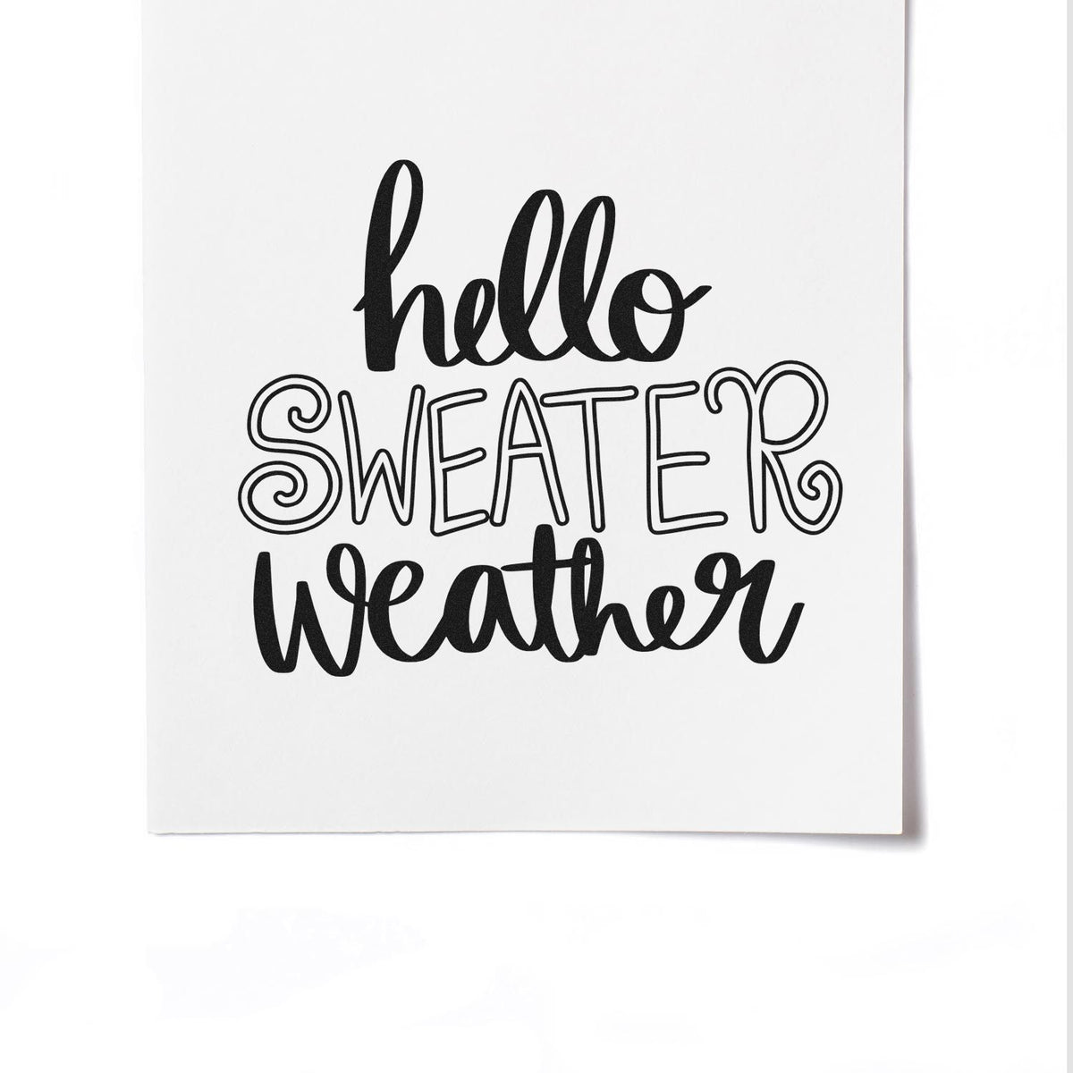 Hello Sweater Weather fall rubber stamp for autumn cards, handmade gifts, and cozy seasonal crafts.