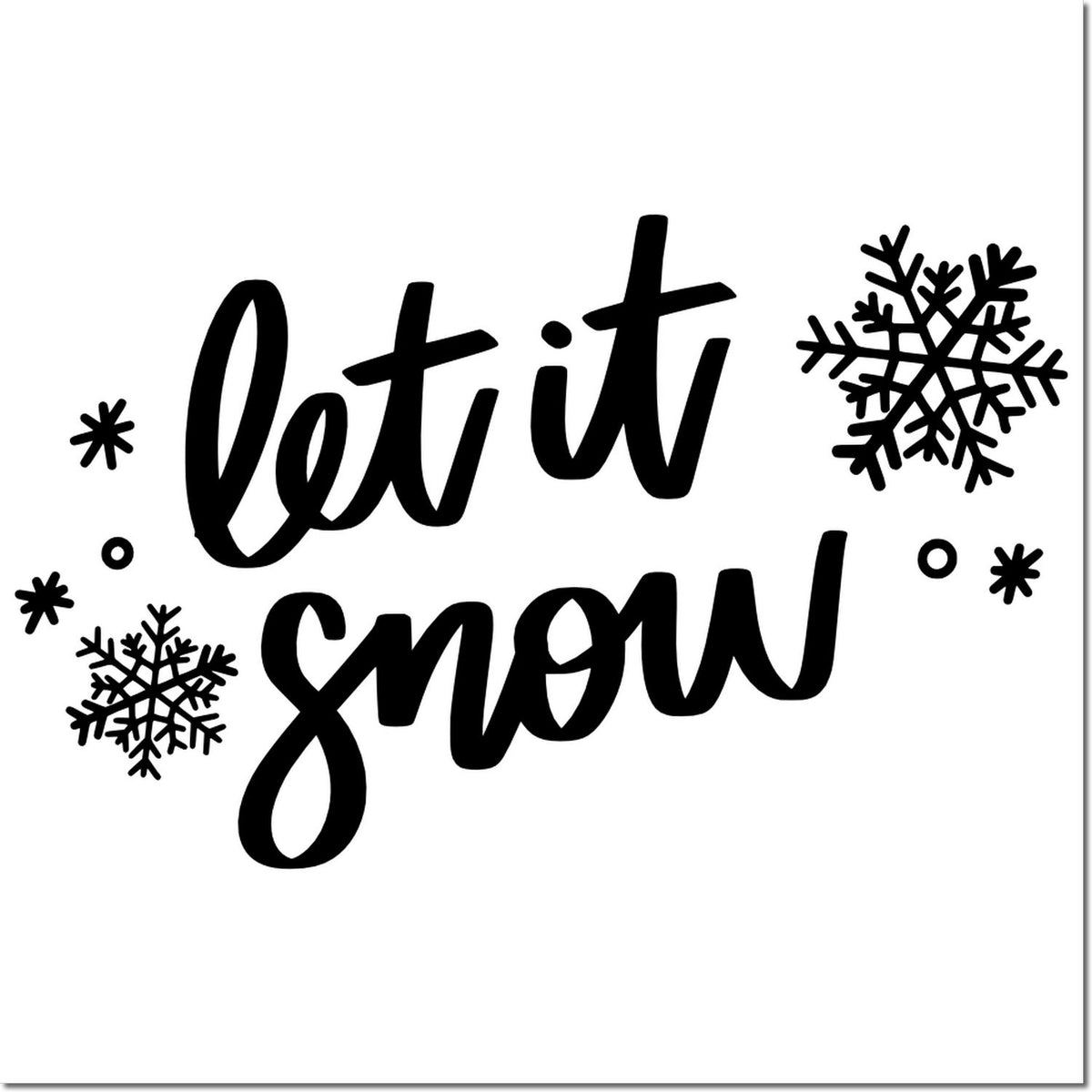 Let It Snow winter rubber stamp design with snowflakes for holiday cards, scrapbooking, and seasonal crafts.
