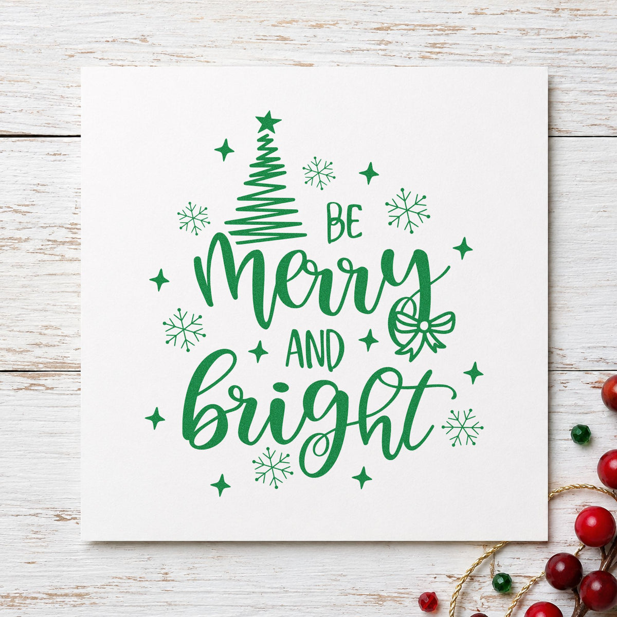 Be Merry And Bright Tree Pre-Inked Stamp – PSI in use 3