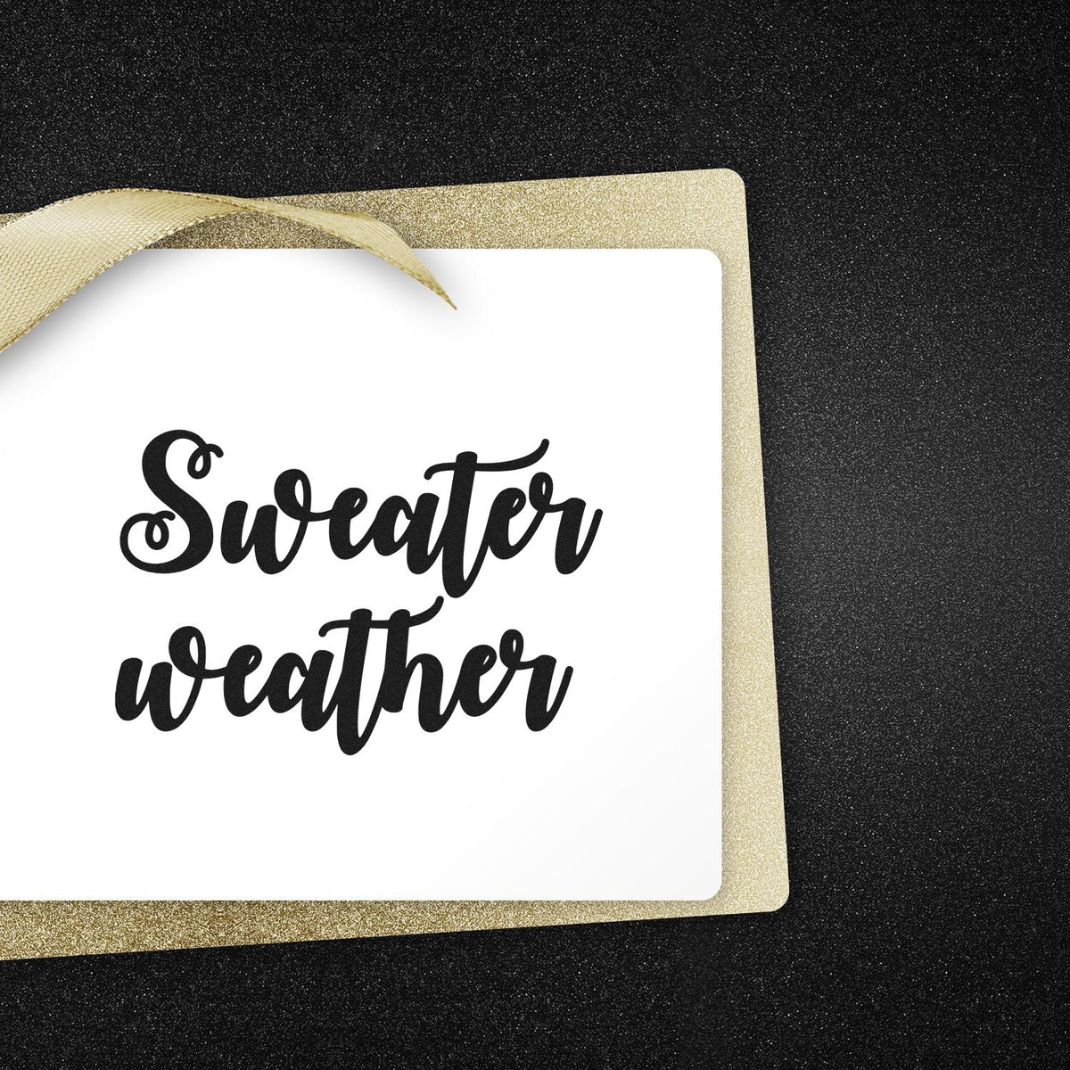 Sweater weather rubber stamp design for autumn card making, scrapbooking, and seasonal craft projects.