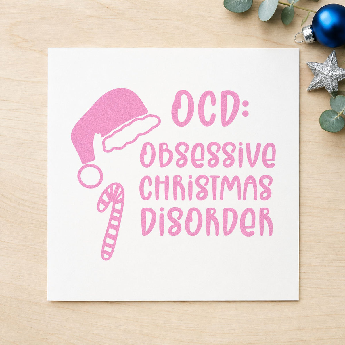 Obsessive Christmas Disorder Hat Candy Cane PSI Pre-Inked Stamp in use 10