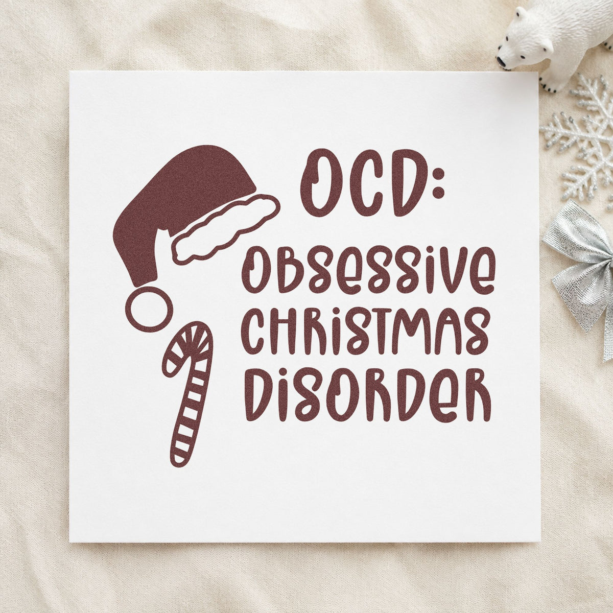 Obsessive Christmas Disorder Hat Candy Cane Hand Stamp – Duo in use 4