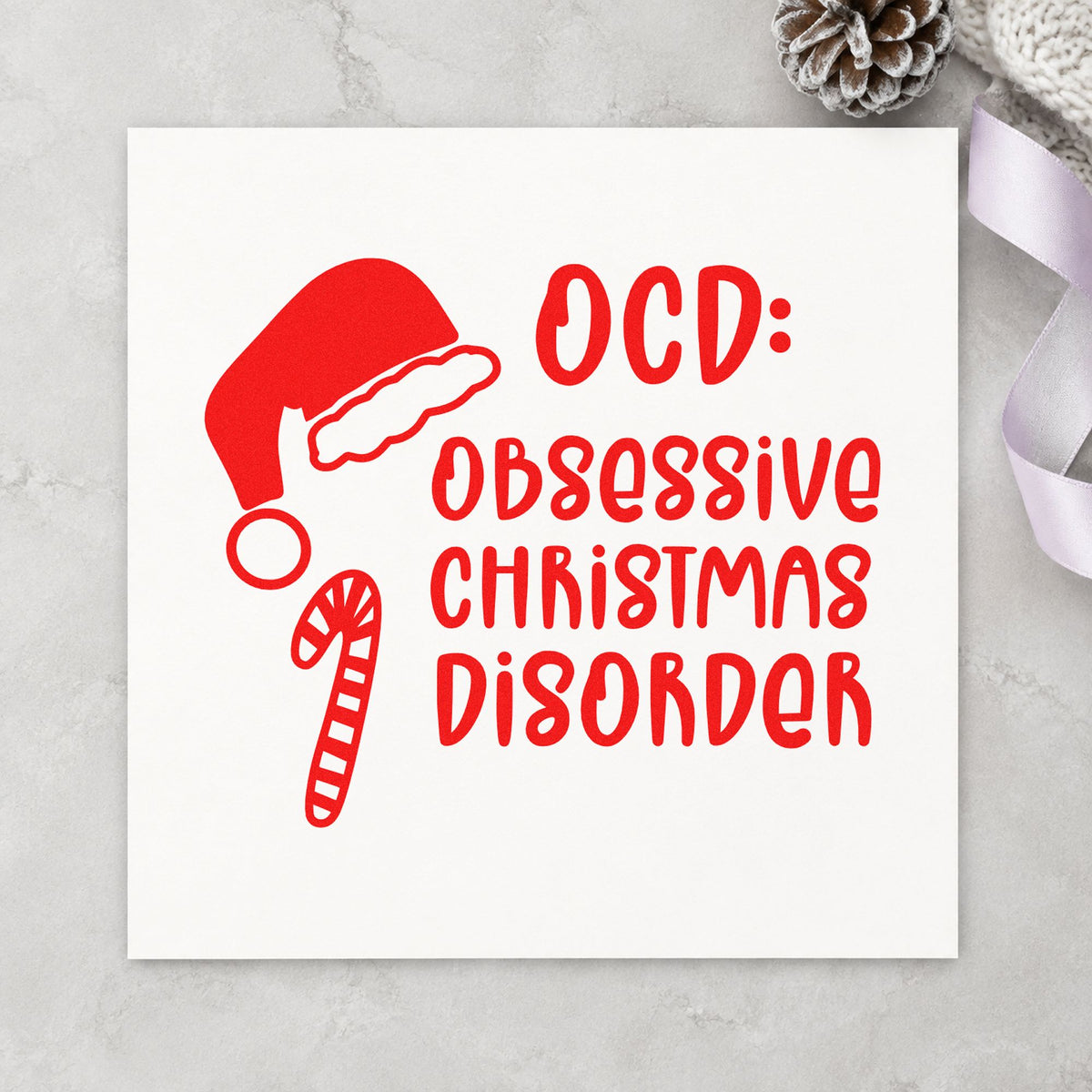 Obsessive Christmas Disorder Hat Candy Cane Hand Stamp – Duo in use 5