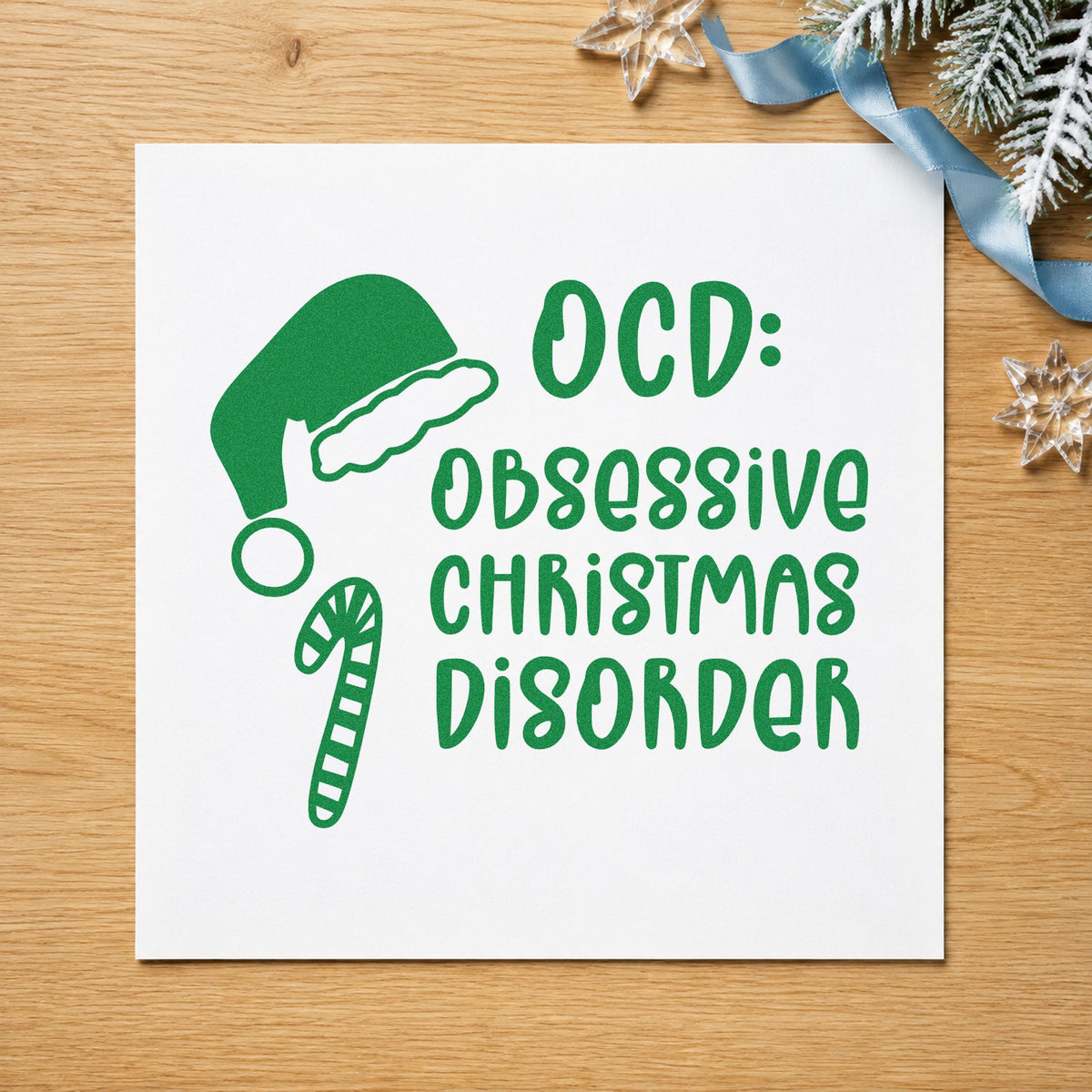 Obsessive Christmas Disorder Hat Candy Cane Hand Stamp – Duo in use 6