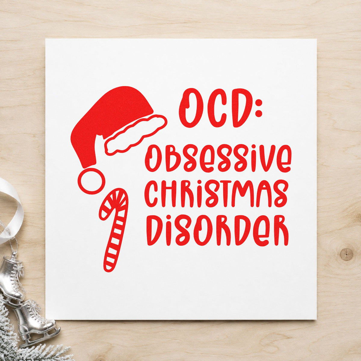 Obsessive Christmas Disorder Hat Candy Cane Hand Stamp – Duo in use 7