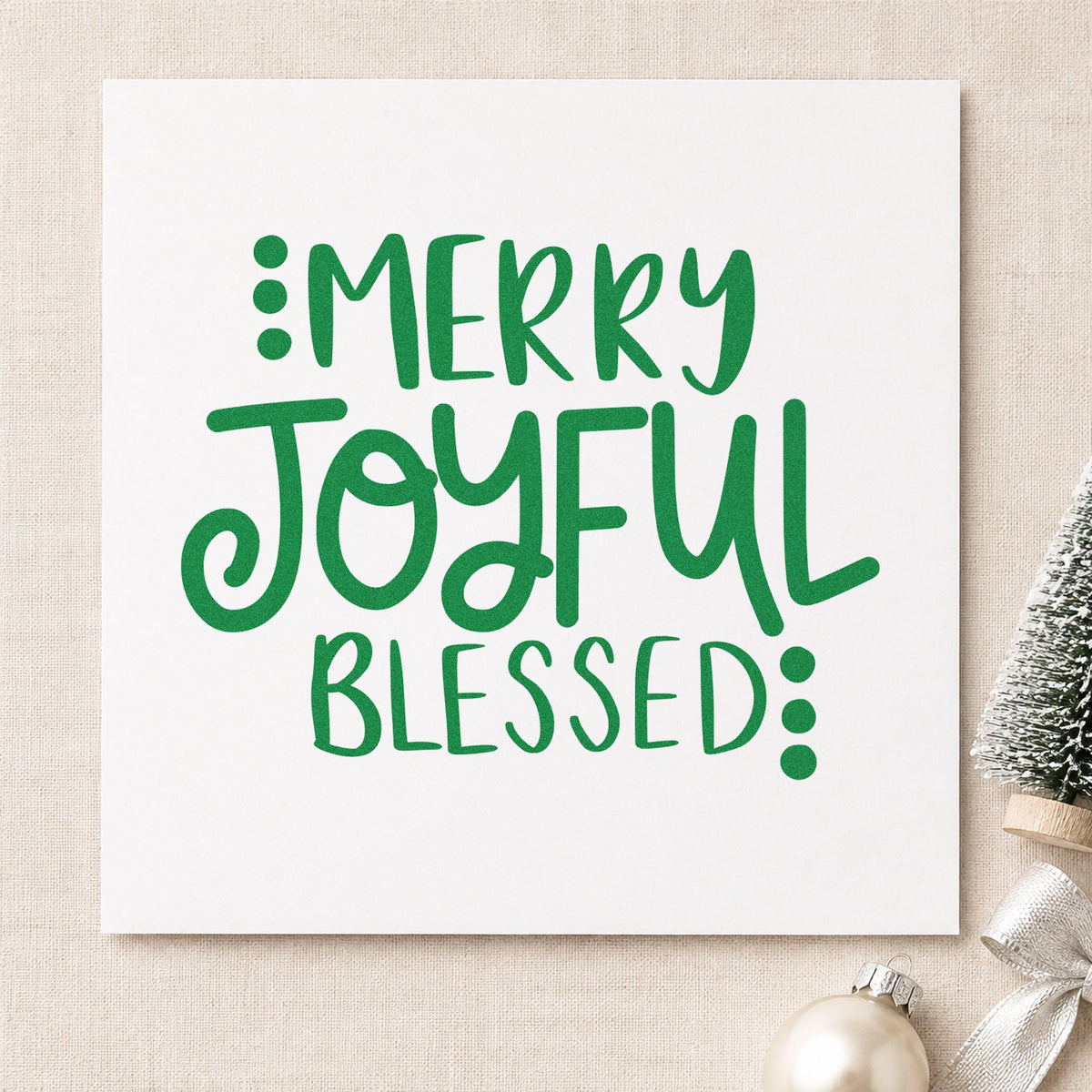 Merry Joyful Blessed Dots Stamp – Duo Hand in use 6