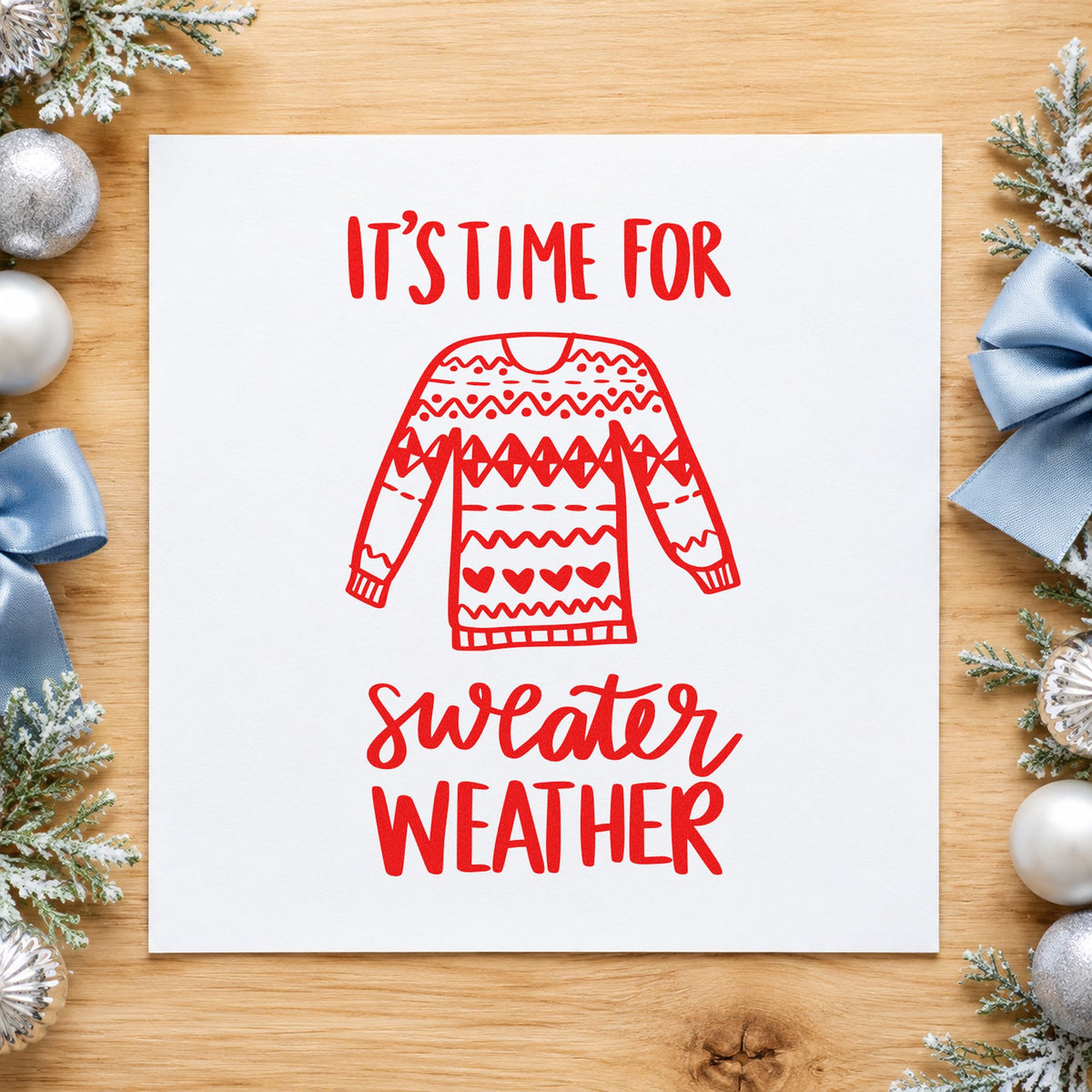 Time For Sweater Weather Rubber Stamp – Duo Hand in use 5