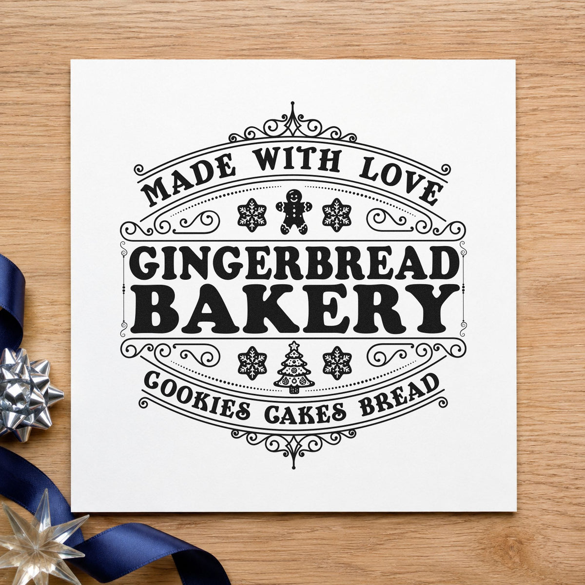Made With Love Gingerbread Bakery Tree Motif Stamp – Self-Inking in use 4