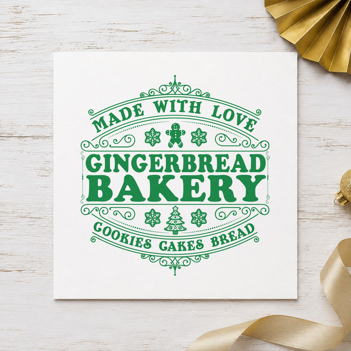 Made With Love Gingerbread Bakery Tree Motif Stamp – Self-Inking in use 6