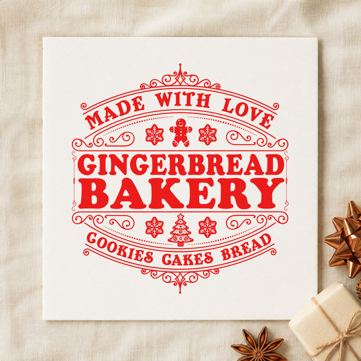 Made With Love Gingerbread Bakery Tree Motif Stamp – Self-Inking in use 7