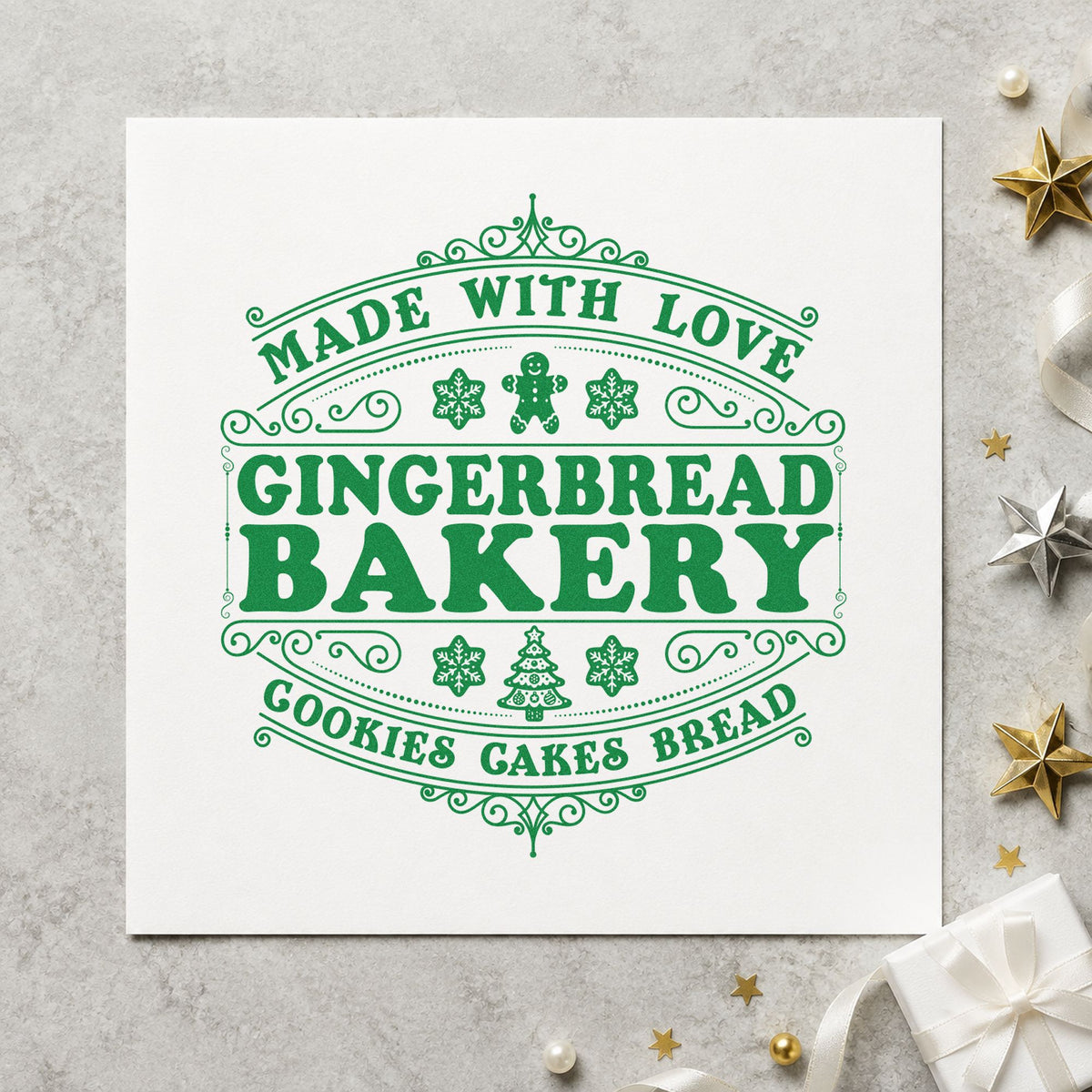 Made With Love Gingerbread Bakery Tree Motif Stamp – Self-Inking in use 8