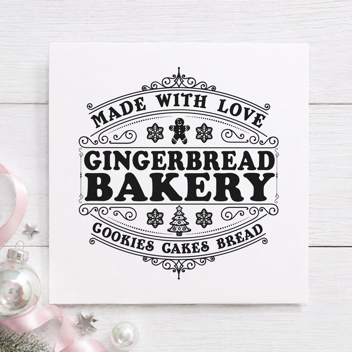 Made With Love Gingerbread Bakery Tree Motif Stamp – Self-Inking in use 9