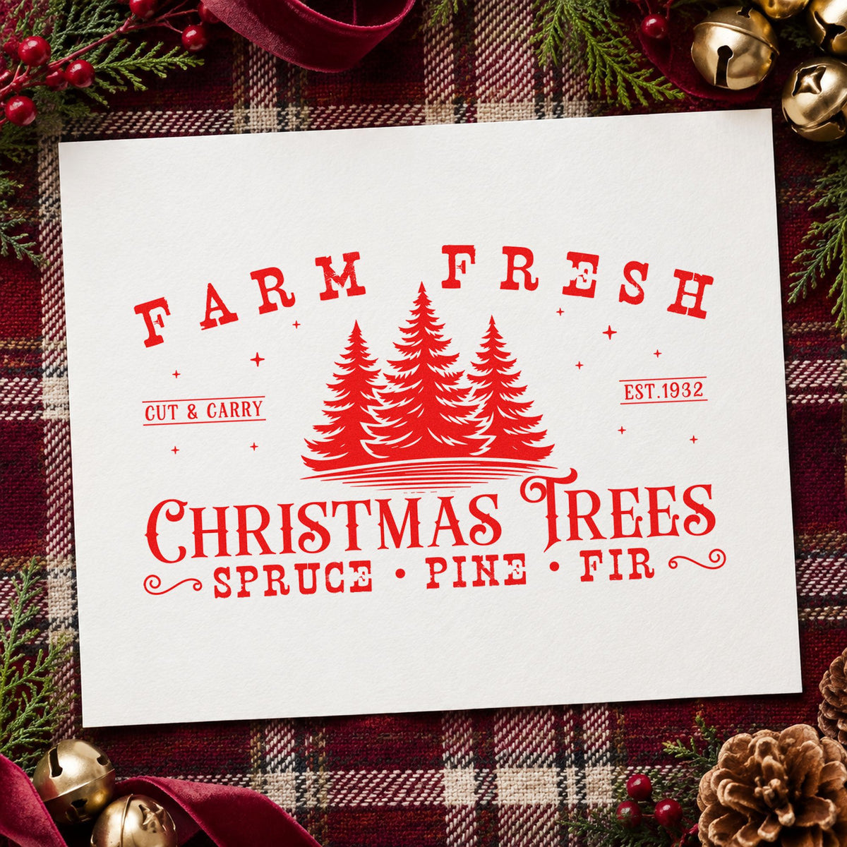 Farm Fresh Spruce Pine Fir With Stars Hand Stamp – Duo in use 5