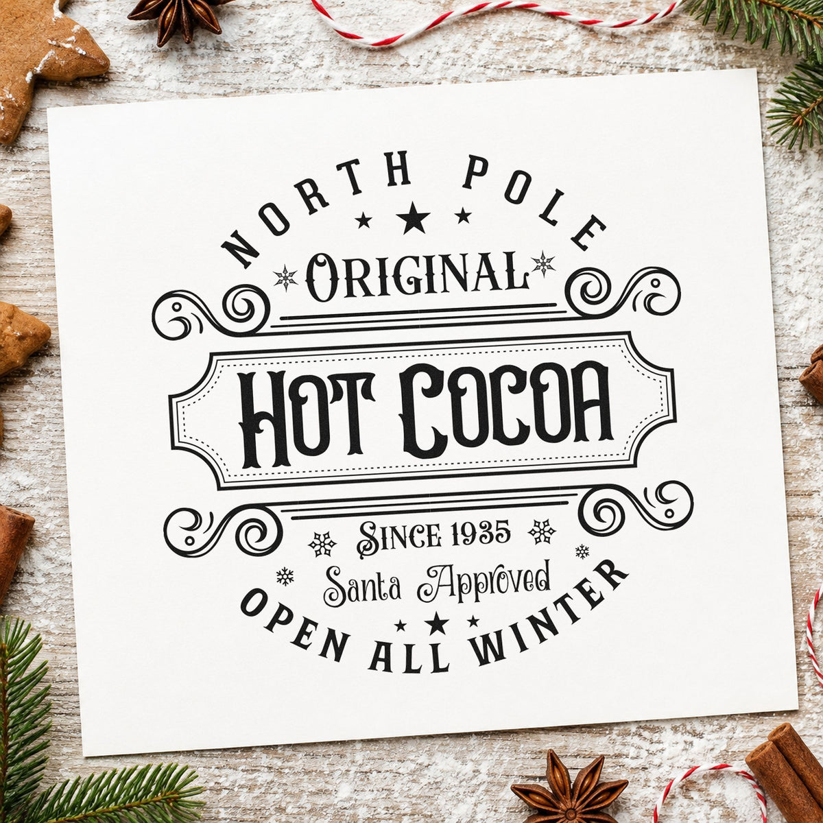 PSI Pre-Inked North Pole Original Hot Cocoa Lettering Stamp in use 3