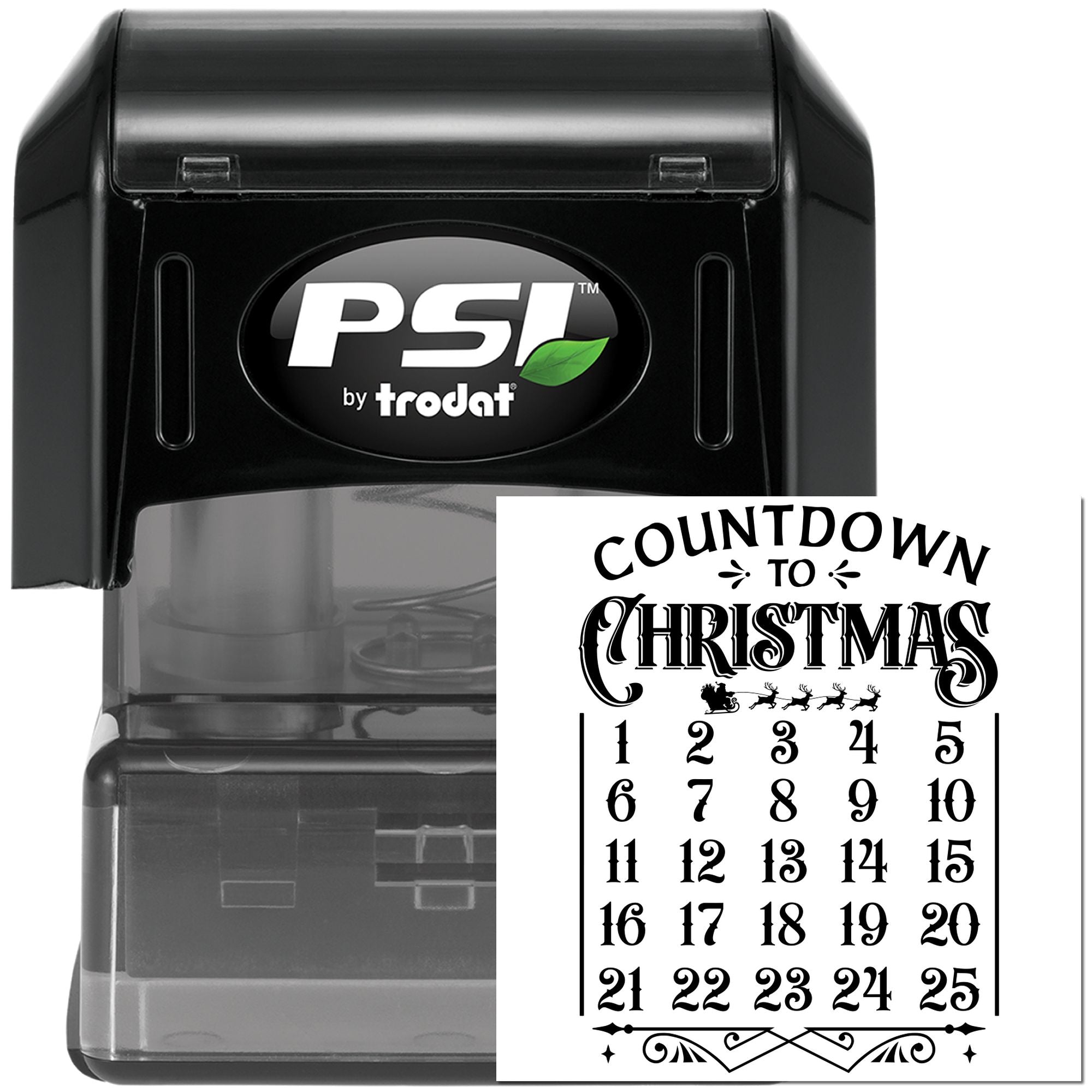 PSI by Trodat self-inking rubber stamp with Countdown to Christmas design for holiday card making and crafting