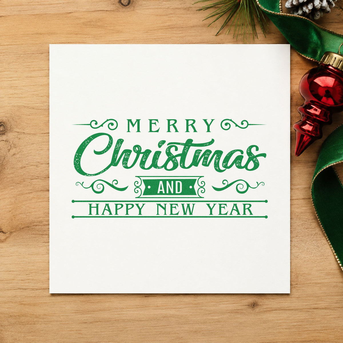 Merry Christmas And Happy New Year Slim Pre-Inked Stamp in use 10