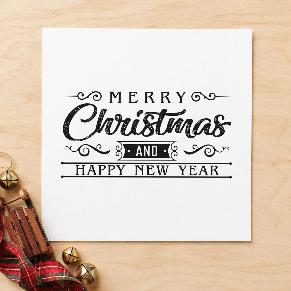 Merry Christmas And Happy New Year Slim Pre-Inked Stamp in use 3