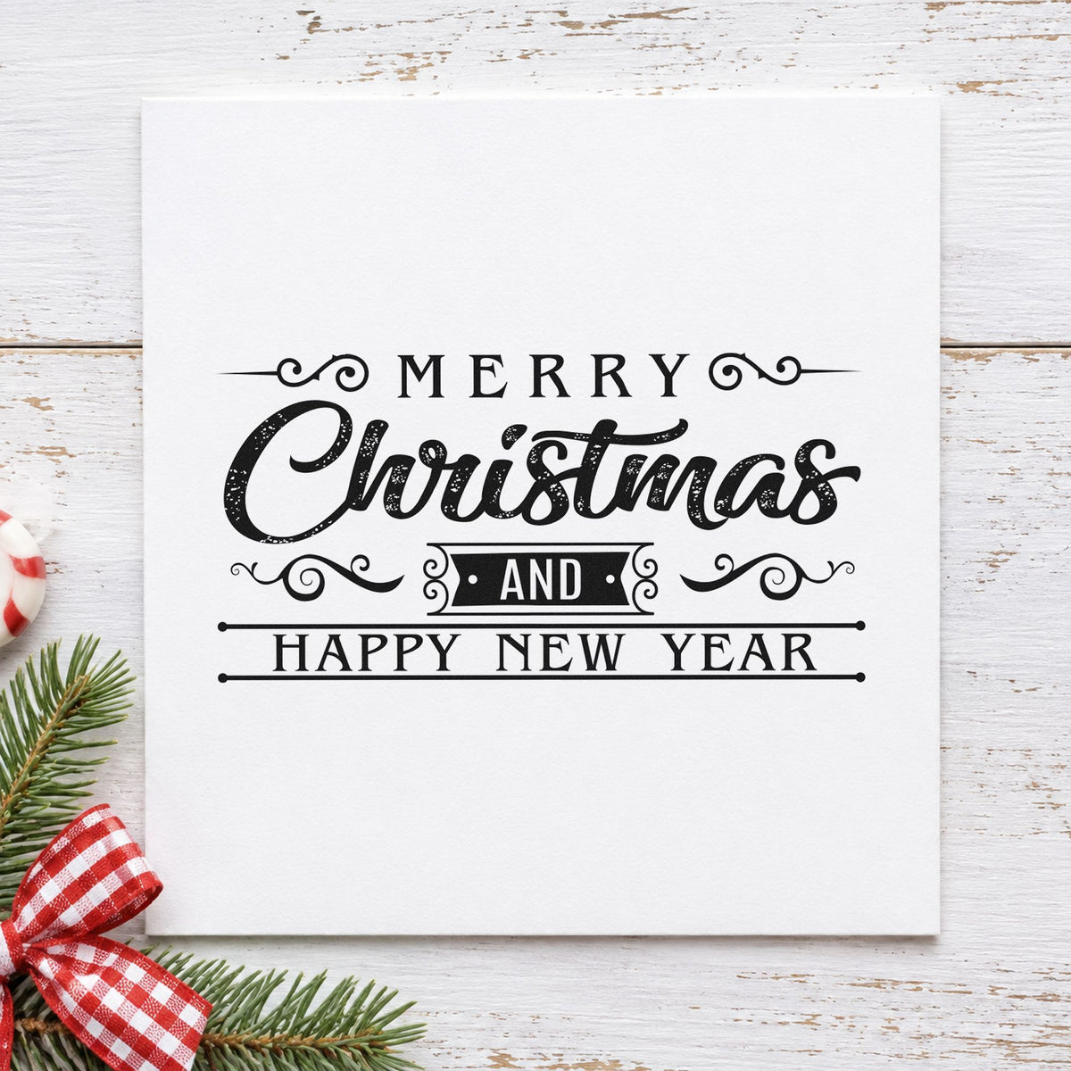 Merry Christmas And Happy New Year Slim Pre-Inked Stamp in use 4