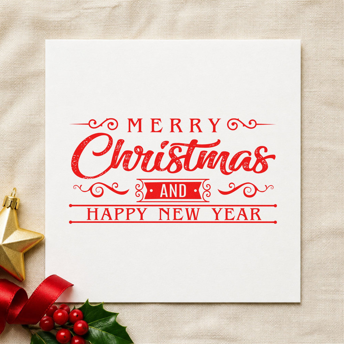 Merry Christmas And Happy New Year Slim Pre-Inked Stamp in use 5