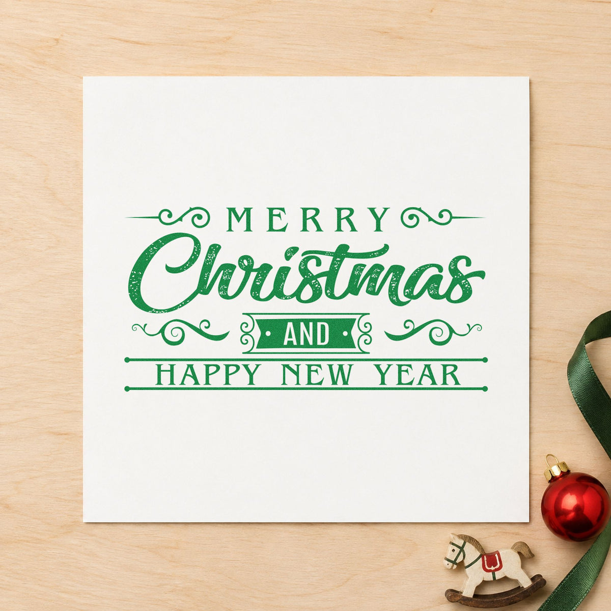 Merry Christmas And Happy New Year Slim Pre-Inked Stamp in use 8