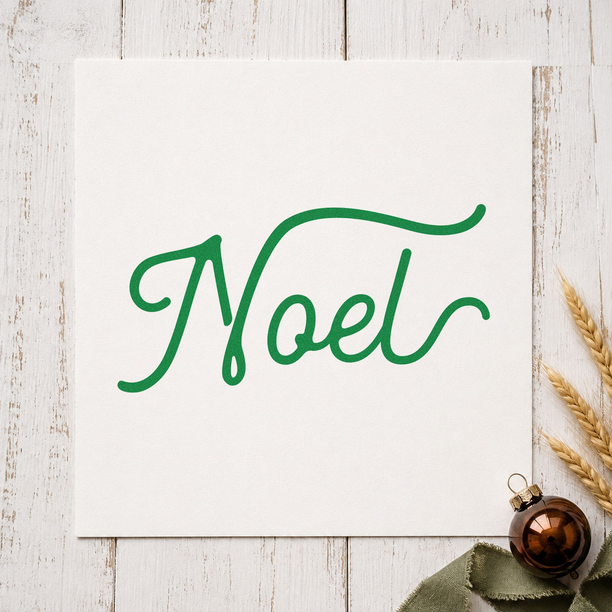 Noel Flowing Script Rubber Stamp – Duo Hand in use 10