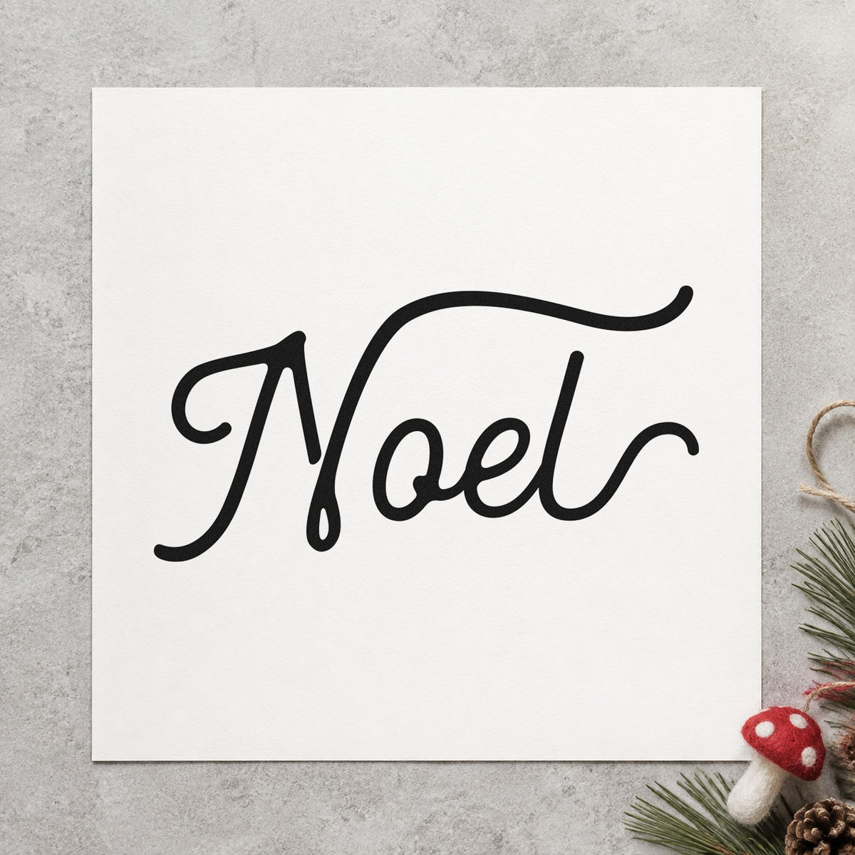 Noel Flowing Script Rubber Stamp – Duo Hand in use 4