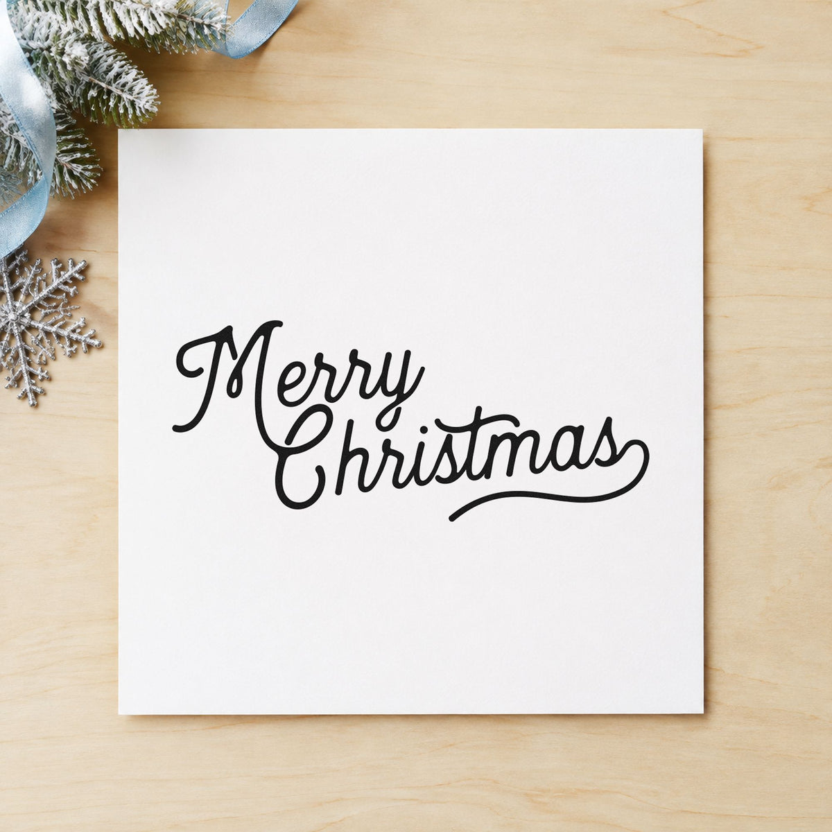 Duo Hand Merry Christmas Underline Flourish Rubber Stamp in use 3