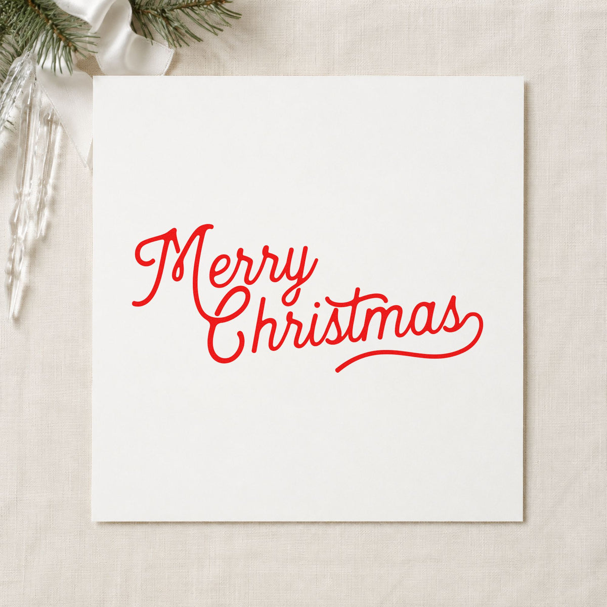 Duo Hand Merry Christmas Underline Flourish Rubber Stamp in use 5