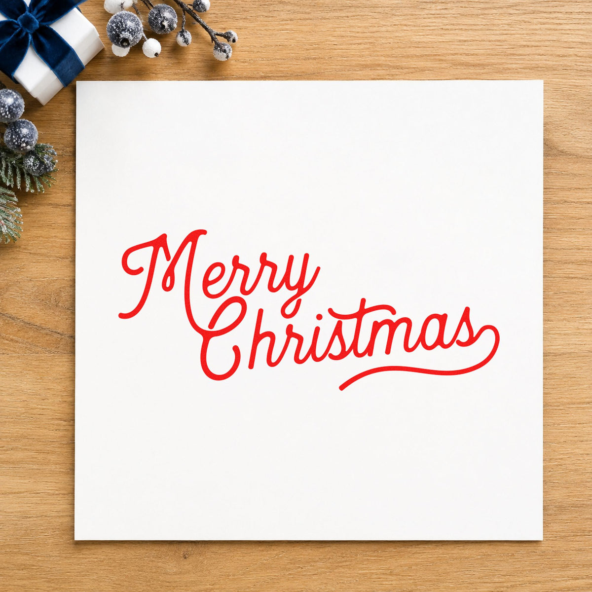 Duo Hand Merry Christmas Underline Flourish Rubber Stamp in use 7