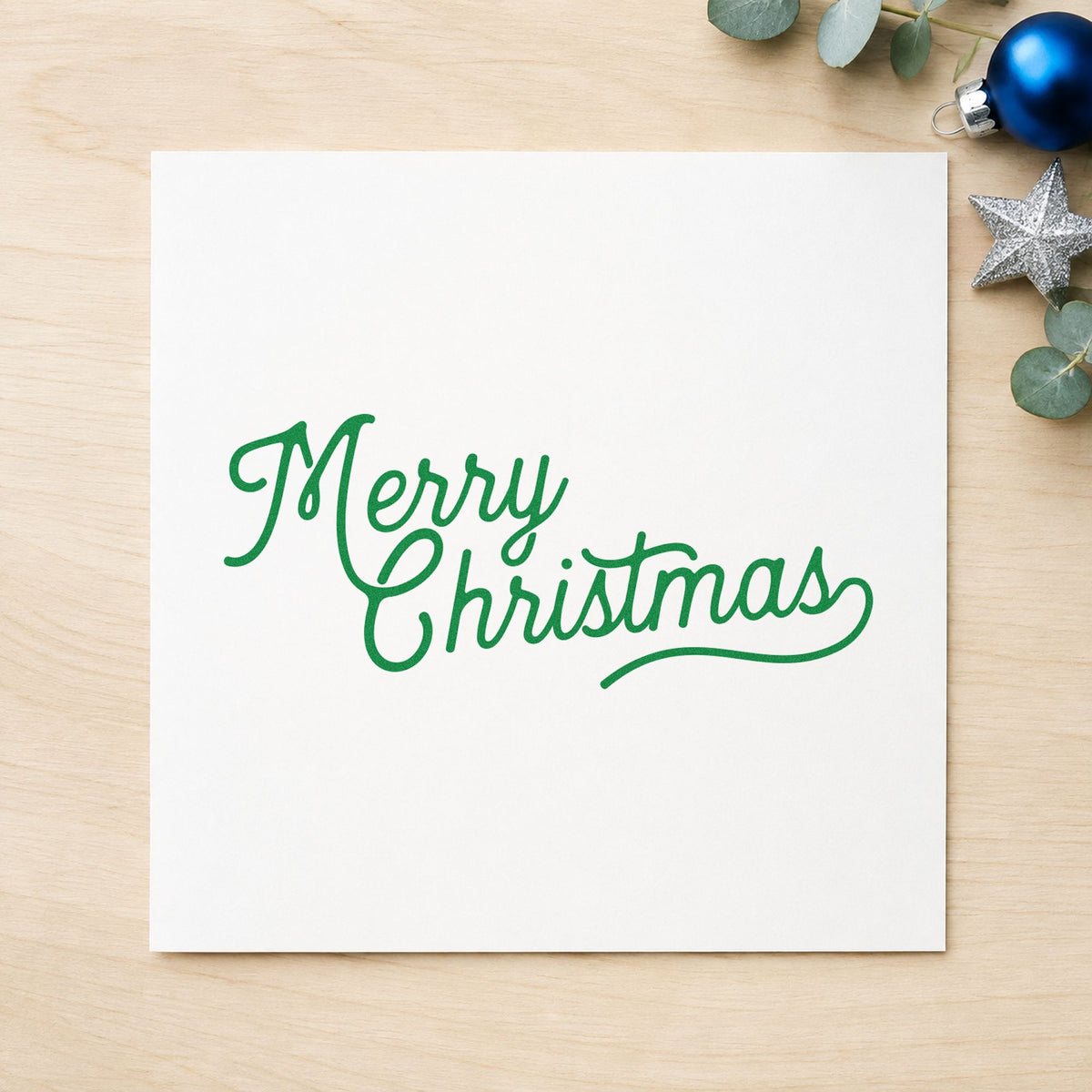 Duo Hand Merry Christmas Underline Flourish Rubber Stamp in use 8
