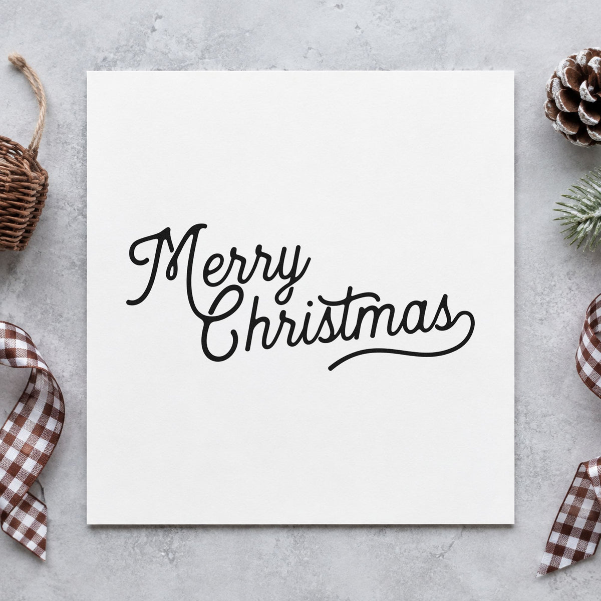 Duo Hand Merry Christmas Underline Flourish Rubber Stamp in use 9