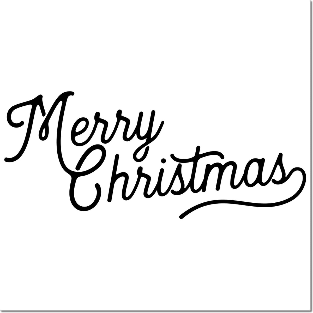 Merry Christmas rubber stamp design in elegant script for holiday cards, crafts, and festive custom stamping.