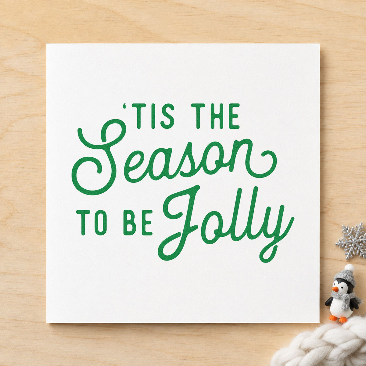 Tis The Season Jolly Script Wood Handle Stamp in use 10