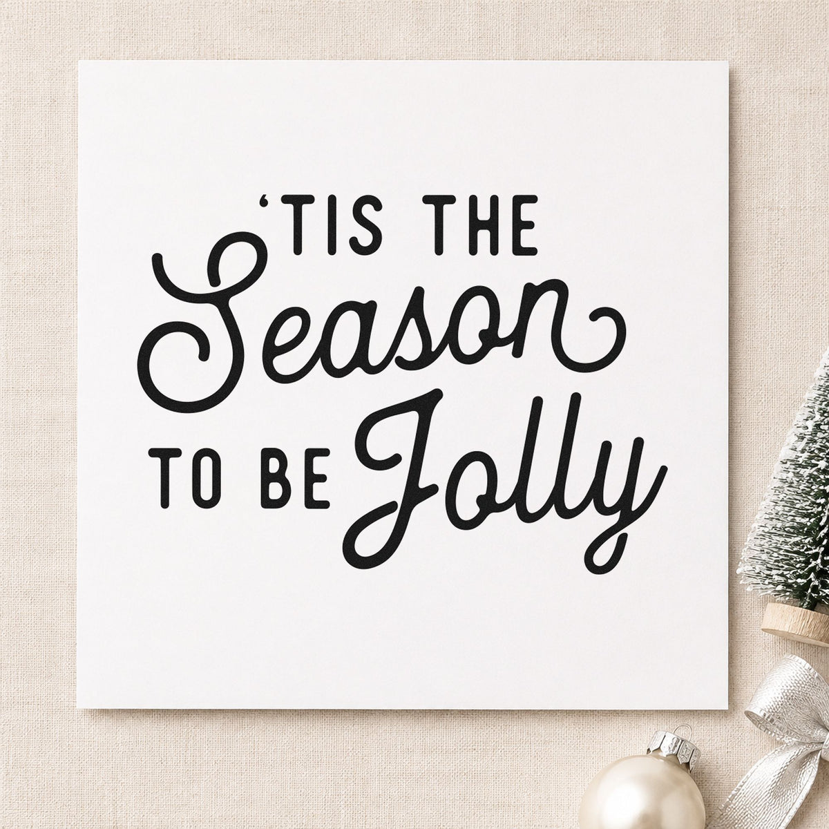 Tis The Season Jolly Script Wood Handle Stamp in use 4