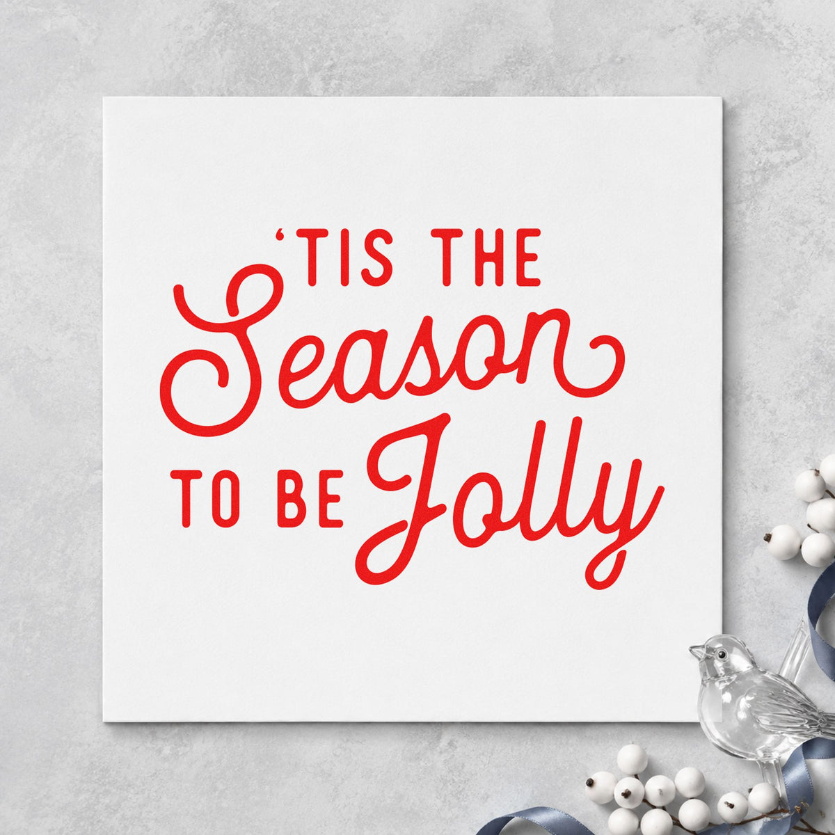 Tis The Season Jolly Script Wood Handle Stamp in use 5