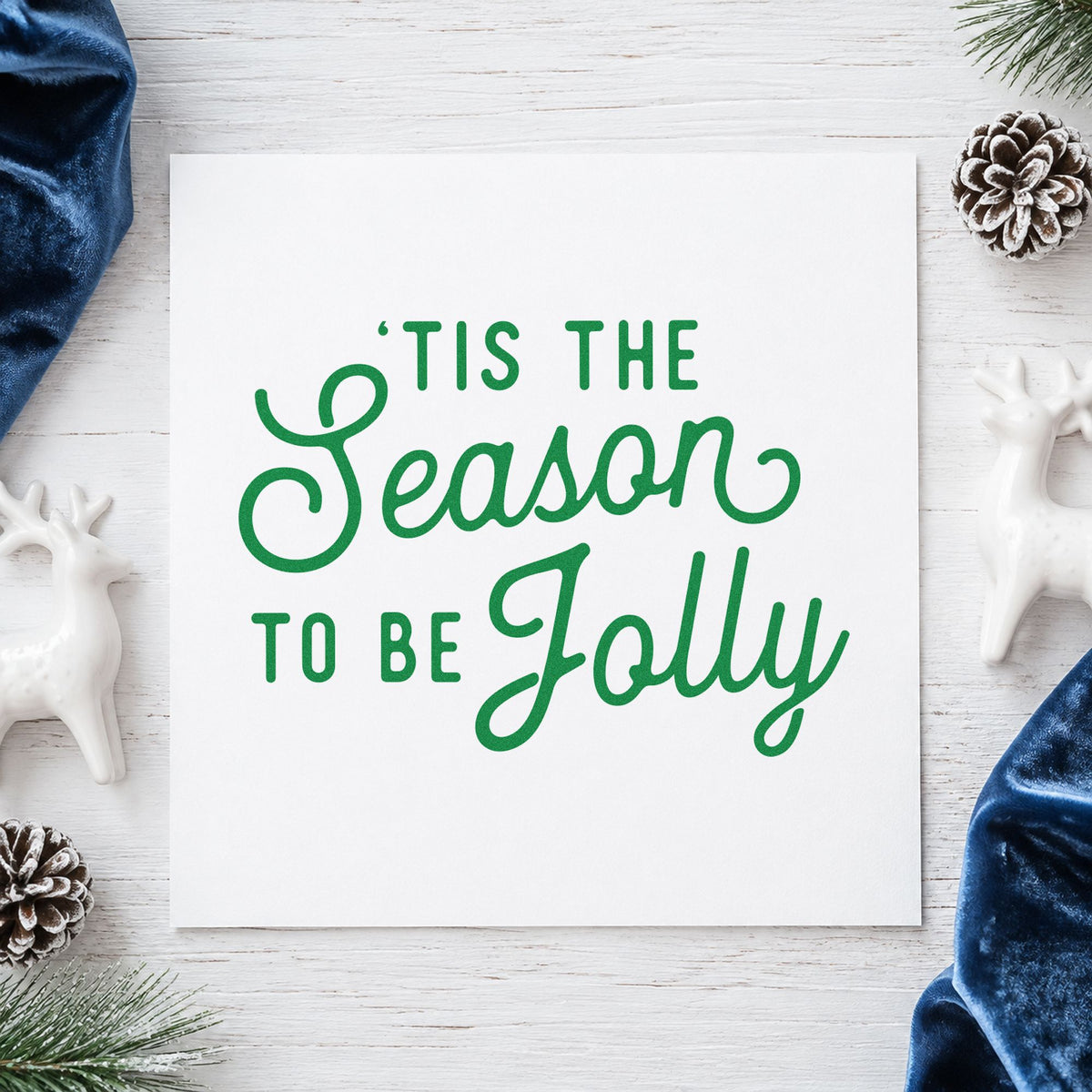 Tis The Season Jolly Script Wood Handle Stamp in use 8