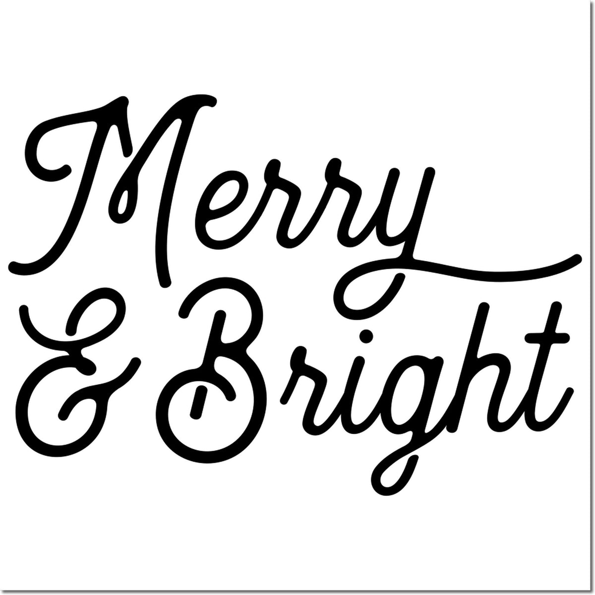Merry and Bright decorative holiday rubber stamp design for Christmas cards, gift tags, and festive crafts.