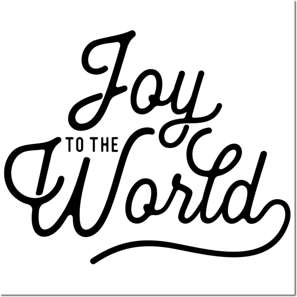 Joy to the World Christmas rubber stamp design with decorative script for festive holiday crafts and cards.