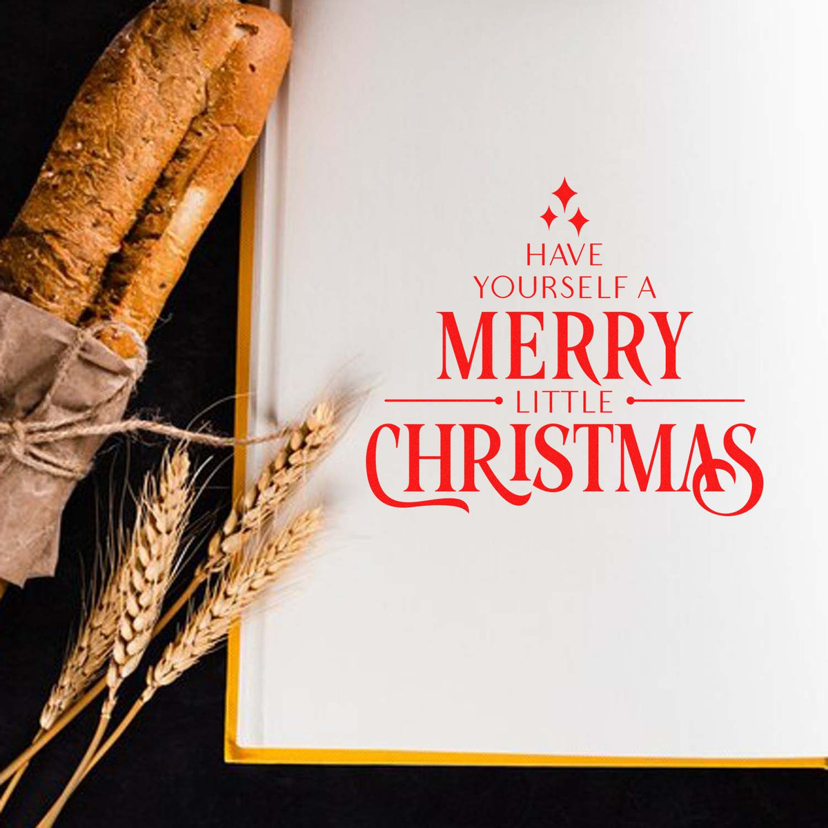 Christmas rubber stamp design reading Have Yourself a Merry Little Christmas for festive holiday cards and scrapbook projects.