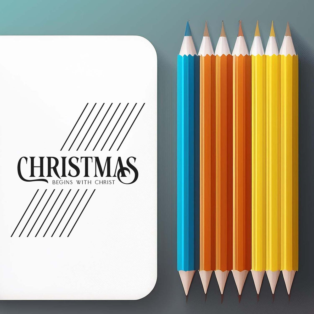 Christmas Begins With Christ rubber stamp design for Christian Christmas cards, crafts, and scrapbook projects.