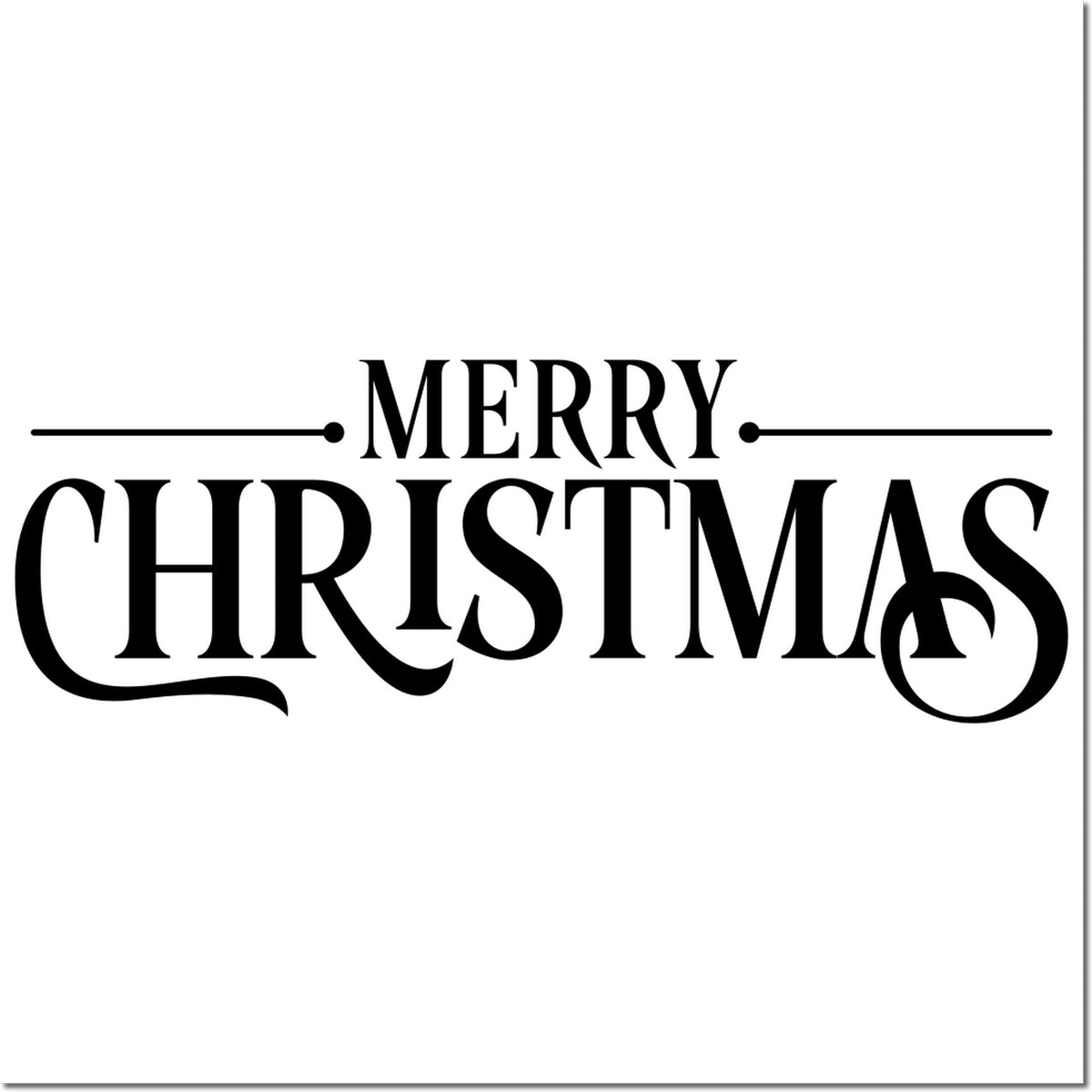 Merry Christmas rubber stamp design with bold decorative holiday lettering for festive cards, crafts, and gift wrap.