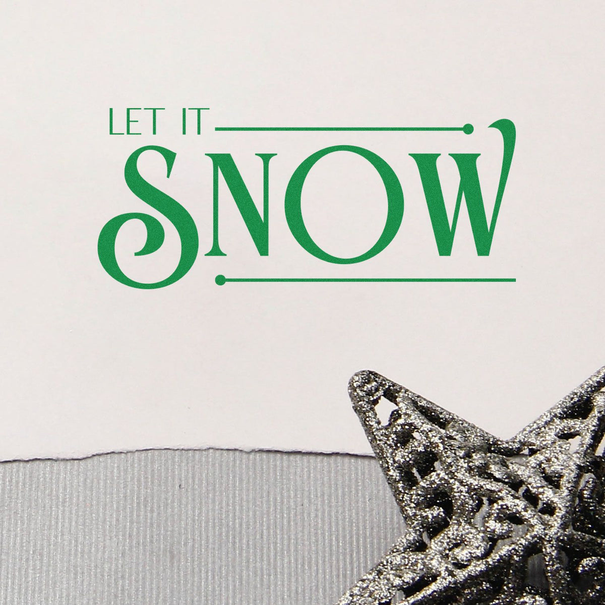Let It Snow holiday rubber stamp design with decorative lettering for Christmas cards, winter crafts, and scrapbooking.