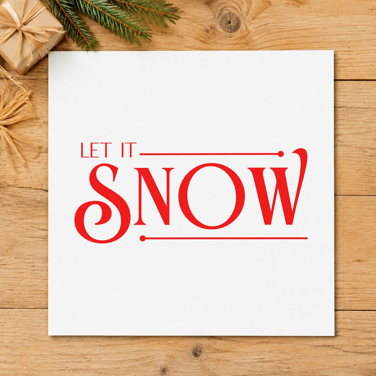 Let It Snow Serif Lettering Rubber Stamp – Duo Hand in use 5