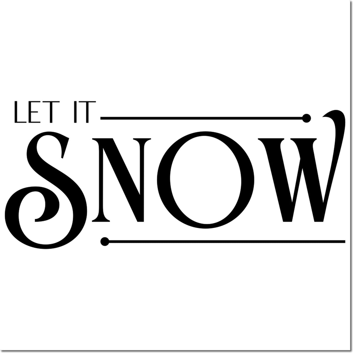 Let It Snow rubber stamp design with bold winter holiday lettering for cards, crafts, and seasonal packaging.