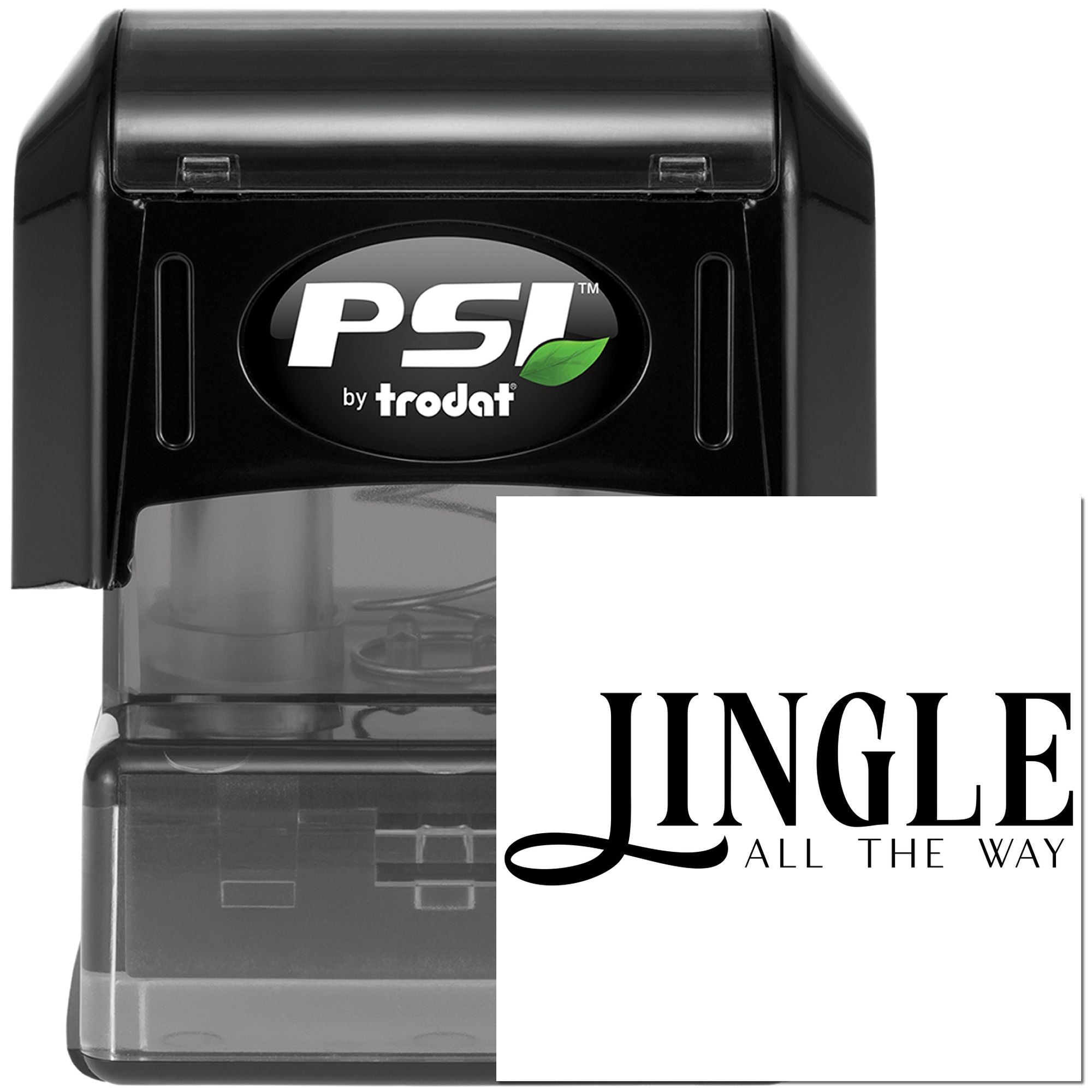 PSI by Trodat self-inking rubber stamp with custom Jungle All the Way design for holiday branding