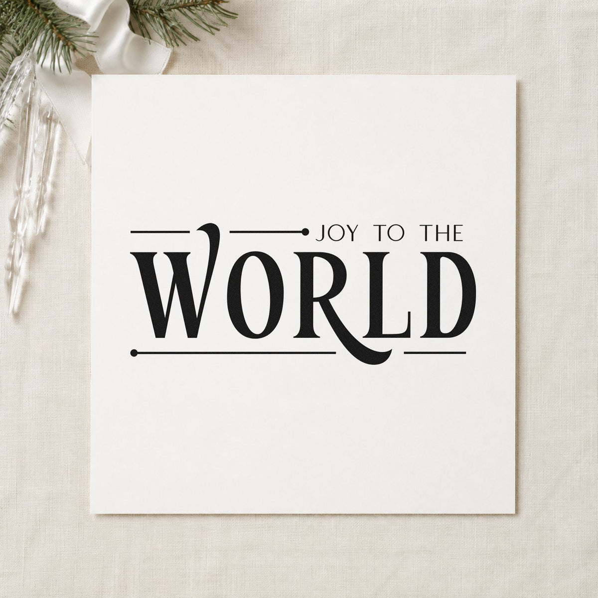 Joy To The World Serif rubber stamp printed in black ink, ready for conclusion note sheet and similar paper crafts.