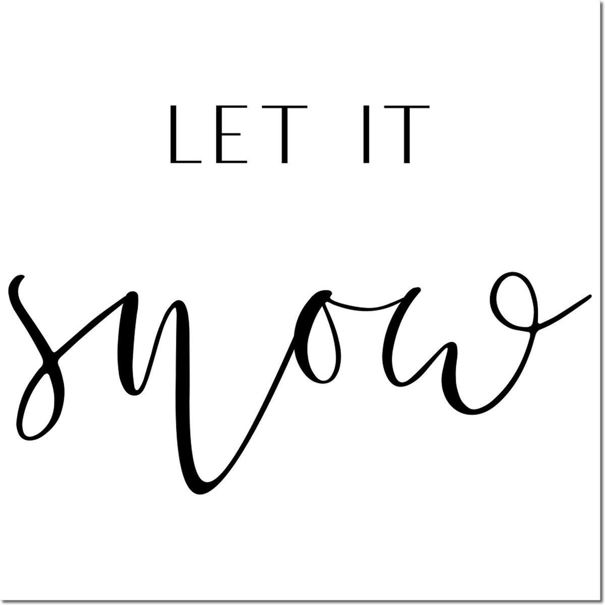 Let It Snow holiday rubber stamp design with elegant script lettering for winter crafts and handmade cards