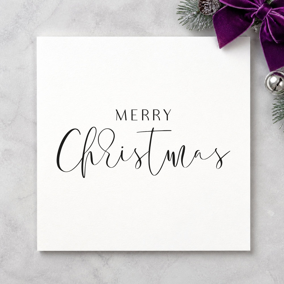 Merry Christmas Fine Script Rubber Stamp – Duo Hand in use 3