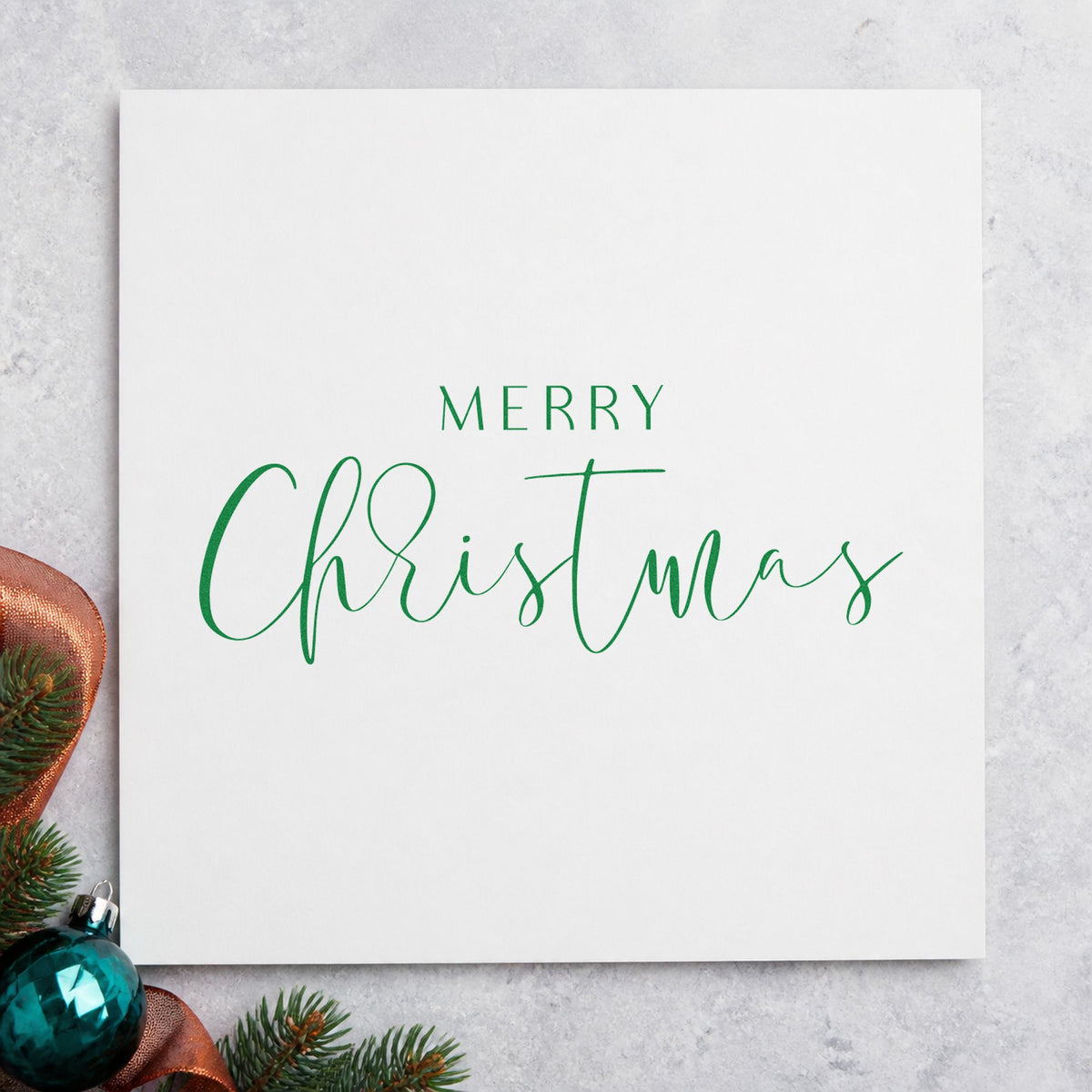 Merry Christmas Fine Script Rubber Stamp – Duo Hand in use 8
