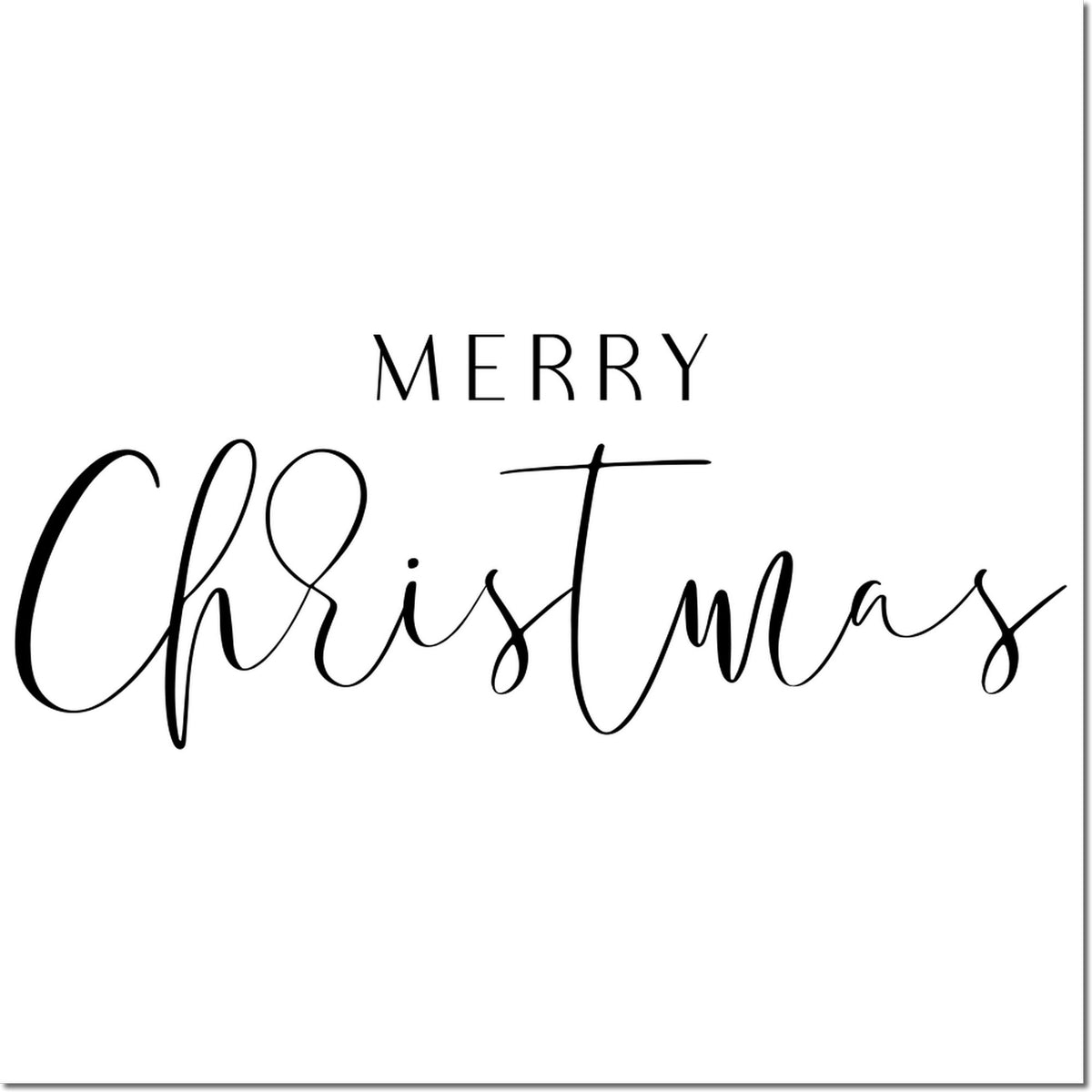 Merry Christmas rubber stamp design with elegant script lettering for holiday cards, gift tags, and festive packaging.